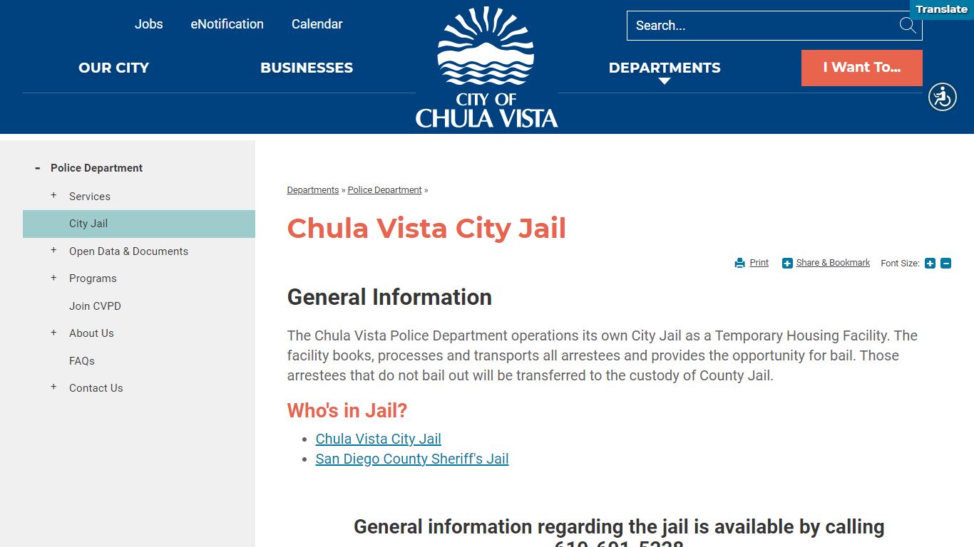 Chula Vista City Jail | City of Chula Vista - Chula Vista, California